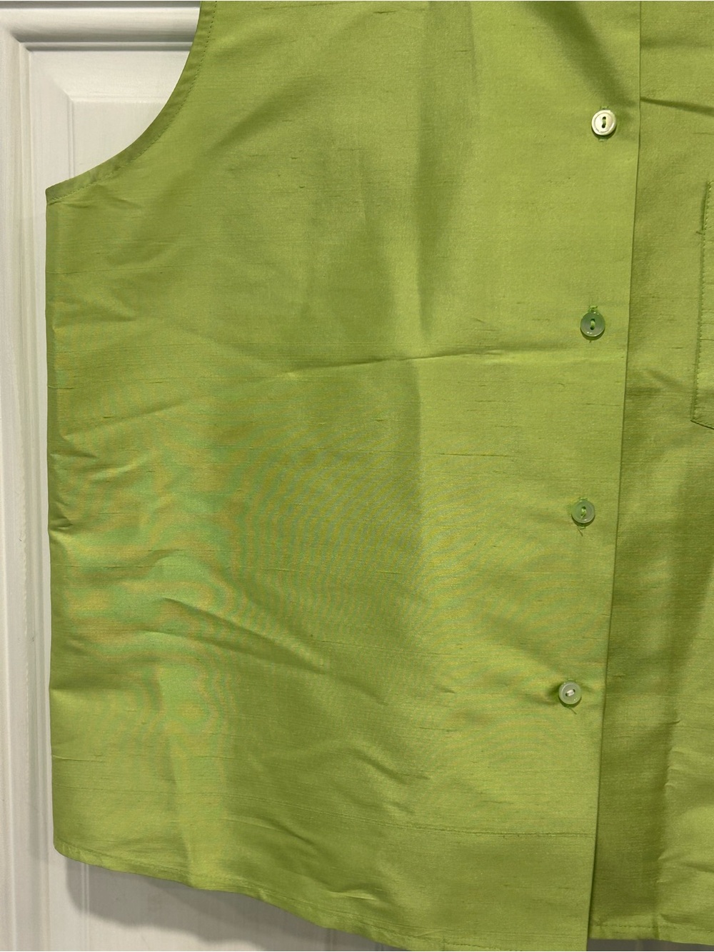Vintage Real Clothes Saks Fifth Avenue sleeveless button-up Raw Silk Blouse Sz10 - Picture 3 of 8